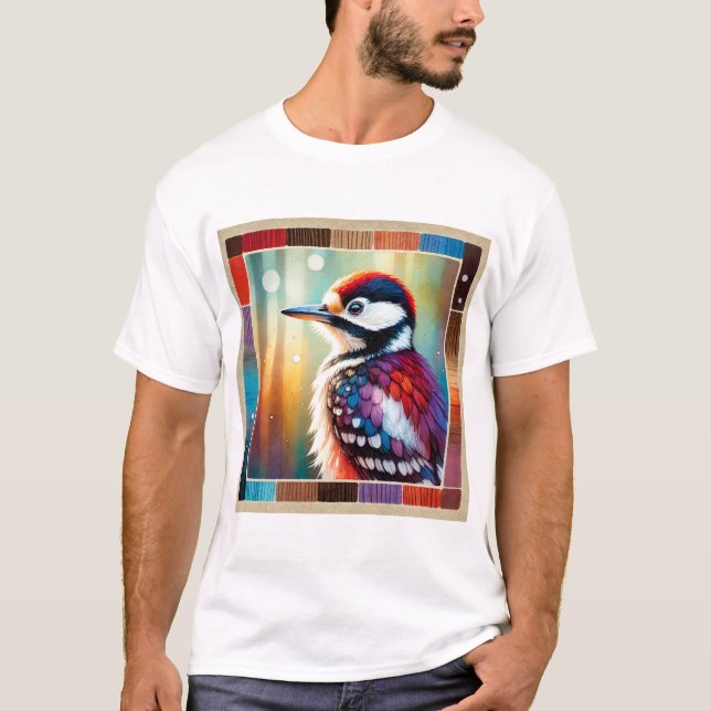 Woodpecker in the Forest 051124AREF112 - Watercolo T-Shirt (Front)