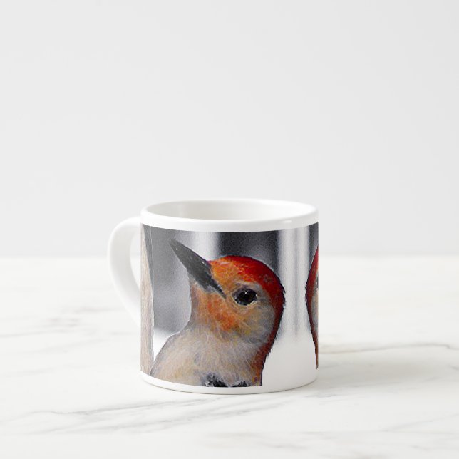 Woodpecker Portrait Espresso Cup (Front Left)