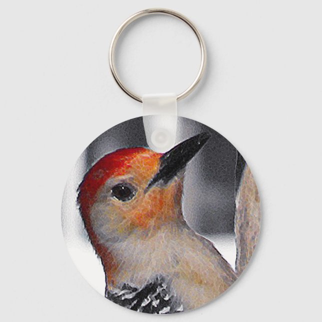 Woodpecker Portrait Key Ring (Front)