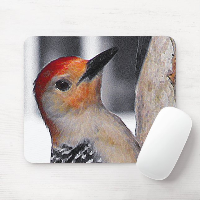 Woodpecker Portrait Mouse Mat (With Mouse)