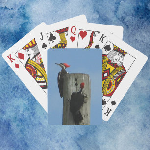Woodpecker Posing on a Pole Photograph Playing Cards