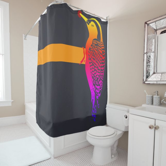 Woodpecker Shower Curtain (In Situ)