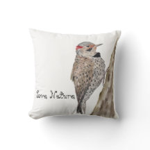 Woodpecker watercolor Throw Pillow