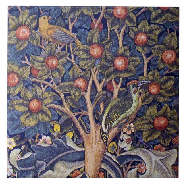 Woodpecker, William Morris Tile (Front)