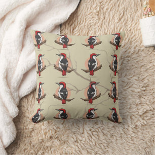 Woodpecker Wood Print Cushion