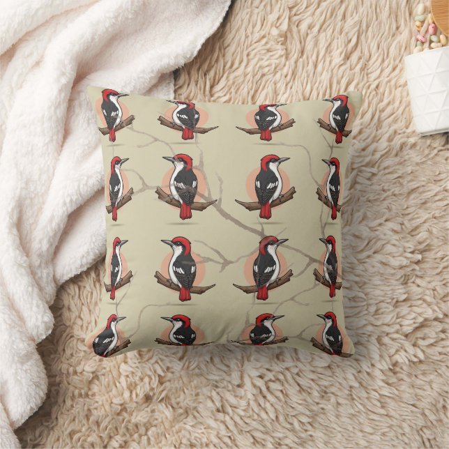 Woodpecker Wood Print  Cushion (Blanket)