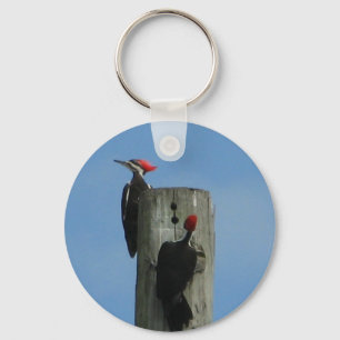 Woodpeckers on a Pole Key Ring