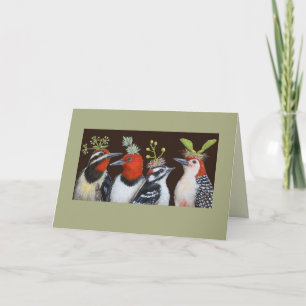 Woodpeckers on Green Hat night card
