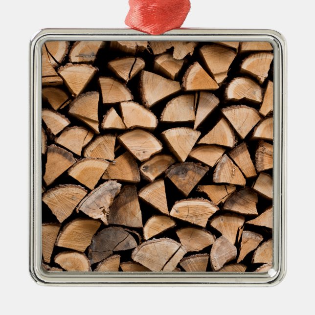 Woodpile background metal tree decoration (Front)