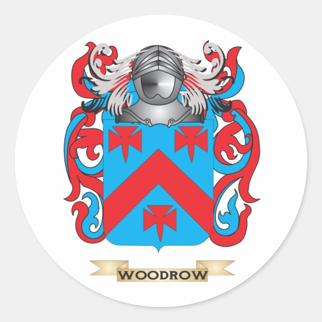 Woodrow Family Crest (Coat of Arms) Classic Round Sticker (Front)