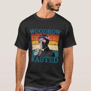 Woodrow Wasted Patriotic Retro Drinking President  T-Shirt