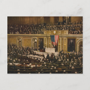 Woodrow Wilson asking Congress to Declare War Postcard