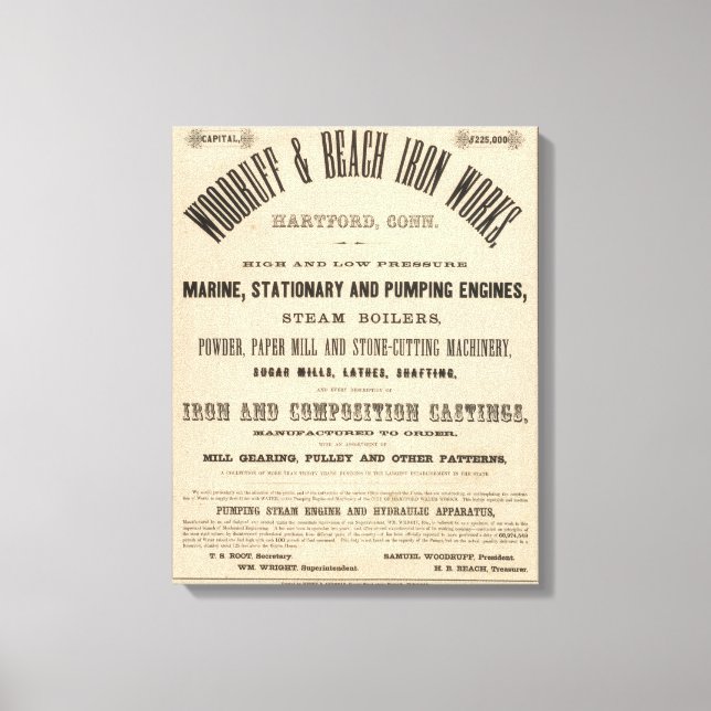Woodruff and Beach Iron Works Canvas Print (Front)