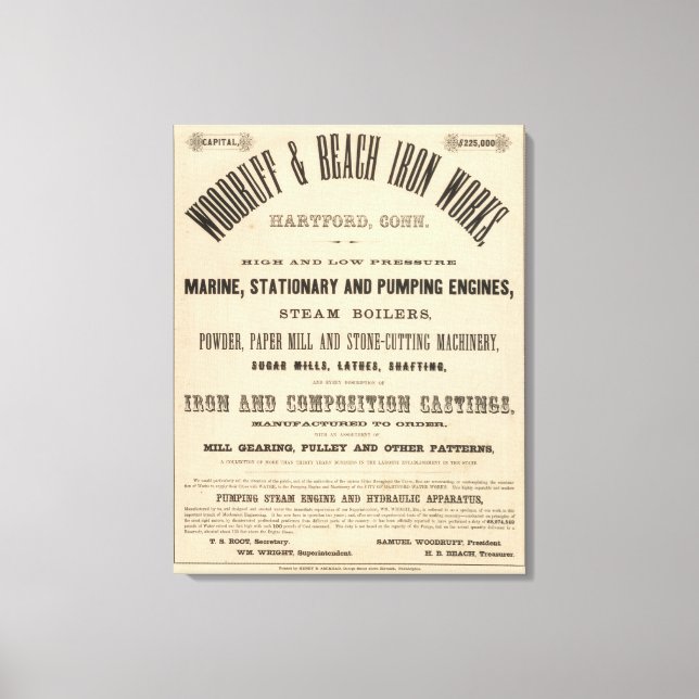 Woodruff and Beach Iron Works Canvas Print (Front)