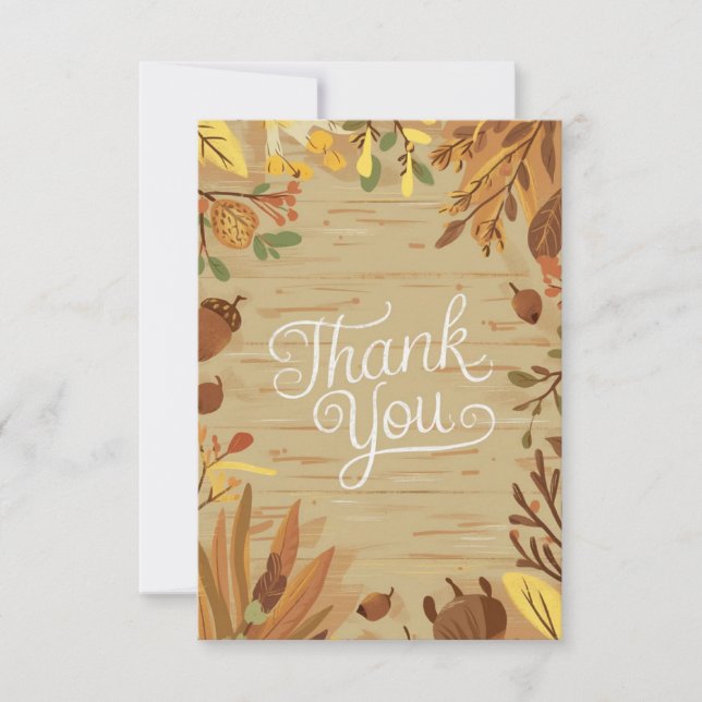 Woods Boho Autumn Fall Thank You Card (Front)