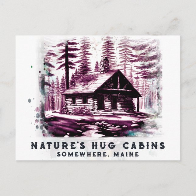 *~* Woods Cabin Sketched Art  AP49  Sepia Reddish  Postcard (Front)