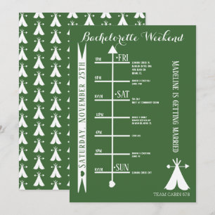 Woods Camp Bachelorette Weekend Getaway Itinerary Invitation