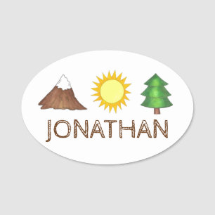 Woods Camping Tree Sunshine Mountain Camp Hiking Name Tag