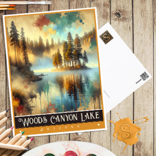 Woods Canyon Lake, Arizona Vintage Painting Postcard