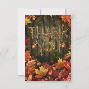 Woods Editable Autumn Fall Thank You Card