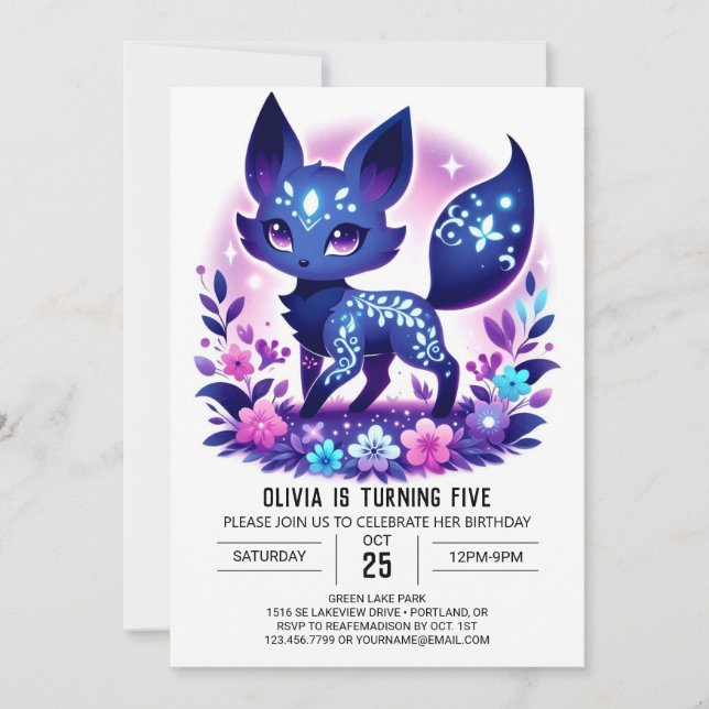 Woods Majestic Fox Digital Birthday  Invitation (Front)