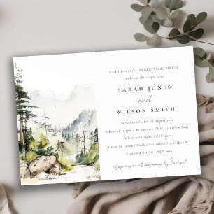 Woods Mountain Landscape Sketch Rehearsal Dinner Invitation