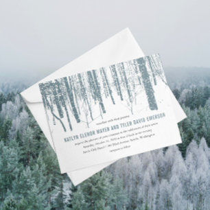 © Woods Trees Forest Winter Wedding Invitation