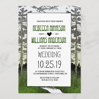 Woods Woodland Forest Trees Mountain Wedding Invitation