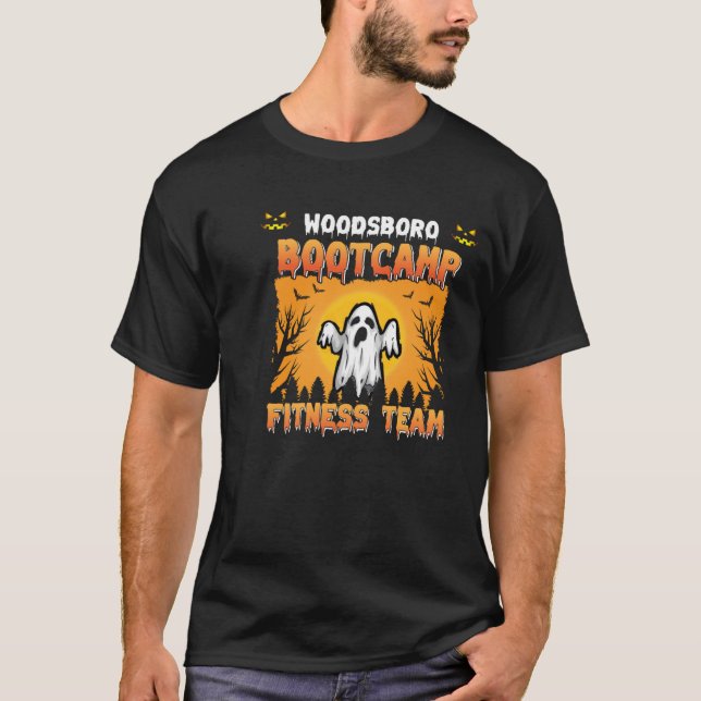 Woodsboro Bootcamp Halloween Fitness Team T-Shirt (Front)