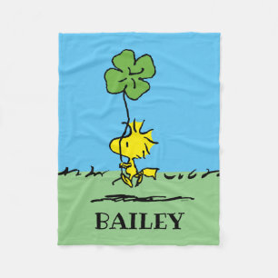 Woodstock Carrying Shamrock Fleece Blanket