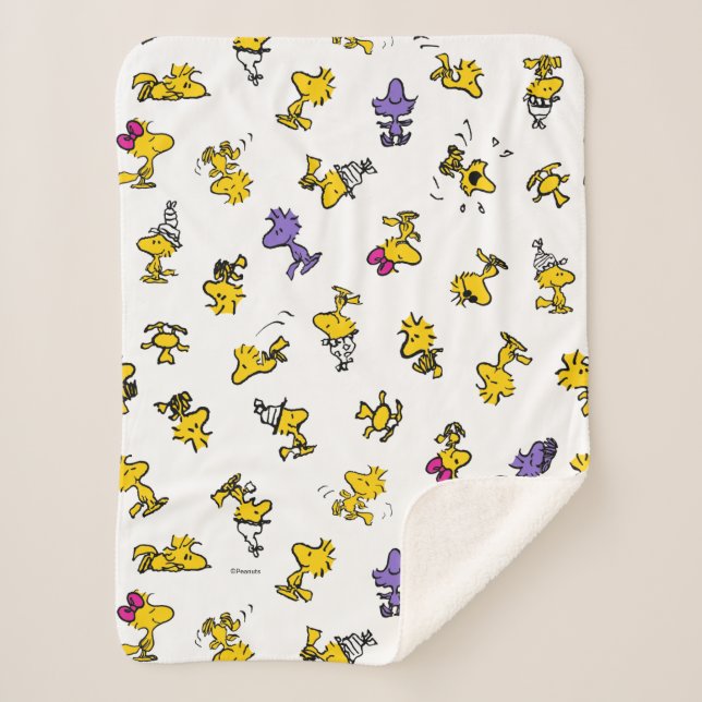 Woodstock Fun Pattern Sherpa Blanket (Front)