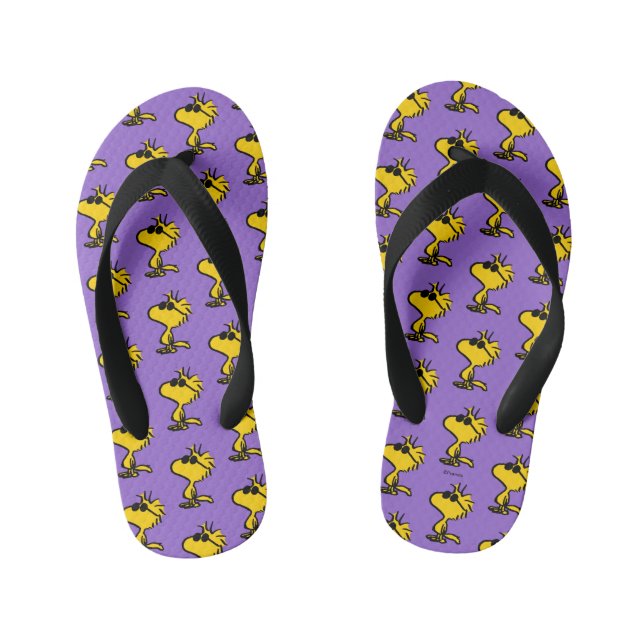 Woodstock In Sunglasses Kid's Flip Flops (Footbed)