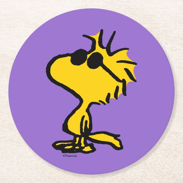 Woodstock In Sunglasses Round Paper Coaster (Front)