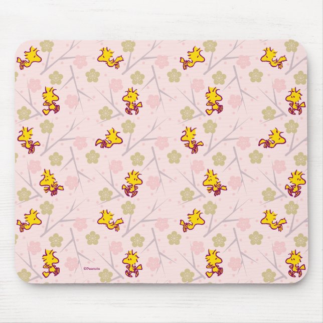 Woodstock Pink Cherry Blossom Pattern Mouse Mat (Front)