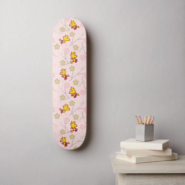 Woodstock Pink Cherry Blossom Pattern Skateboard (Wall Art)