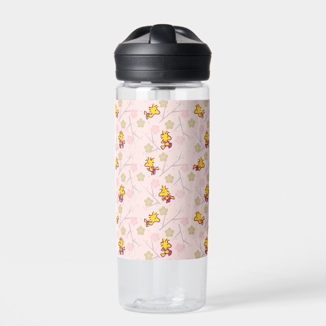 Woodstock Pink Cherry Blossom Pattern Water Bottle (Front)