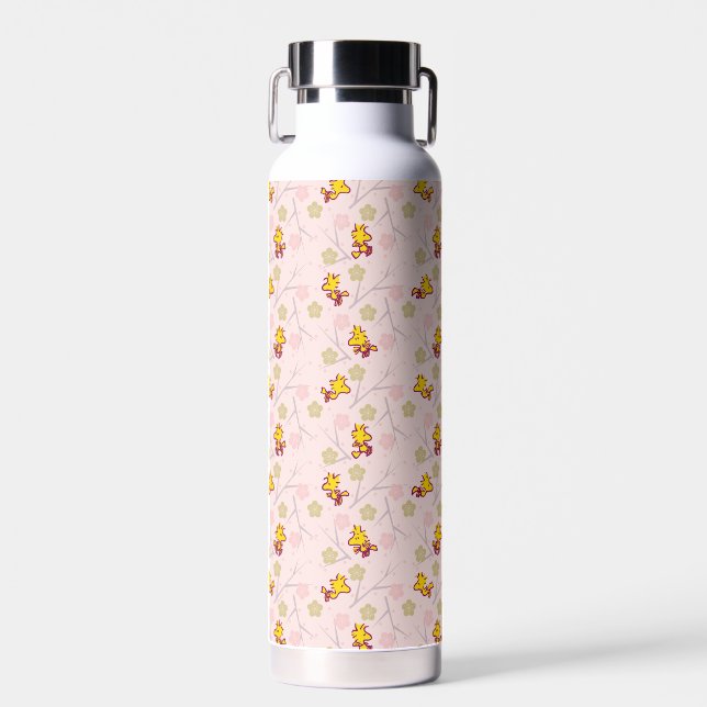Woodstock Pink Cherry Blossom Pattern Water Bottle (Front)