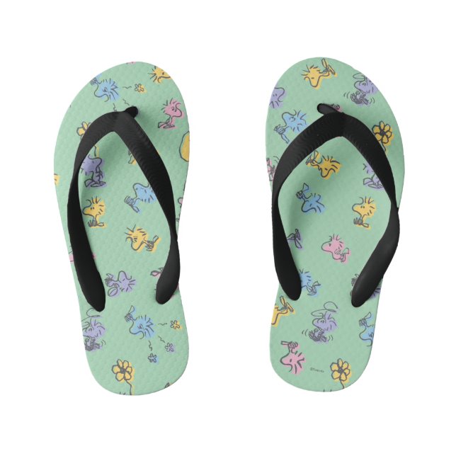 Woodstock Sugar Pop Art Pattern Kid's Flip Flops (Footbed)