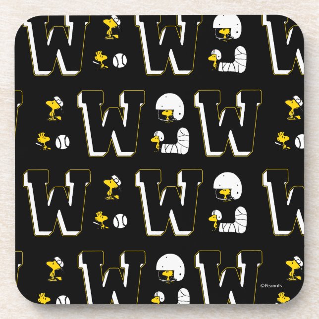 Woodstock Varsity Sports Letter Pattern Coaster (Front)