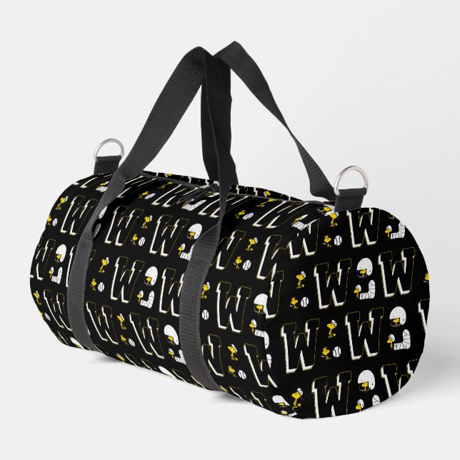 Woodstock Varsity Sports Letter Pattern Duffle Bag (Left Corner)
