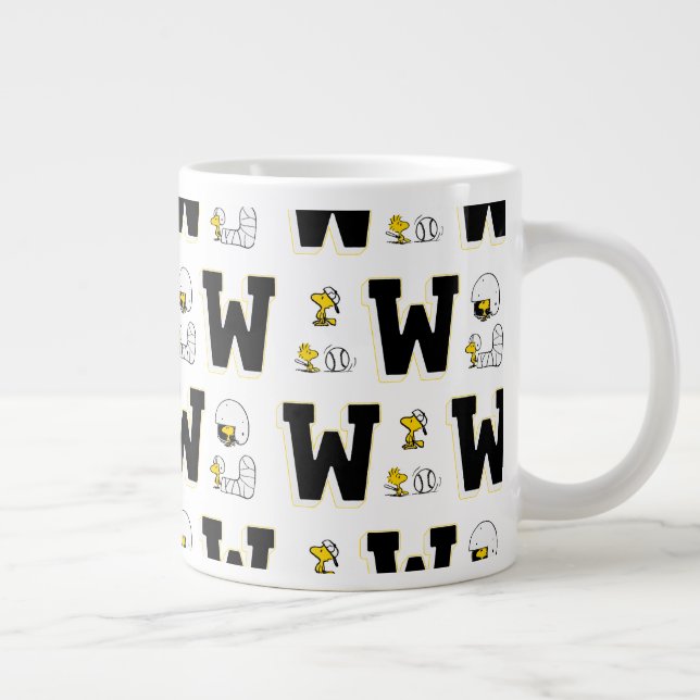 Woodstock Varsity Sports Letter Pattern Large Coffee Mug (Right)