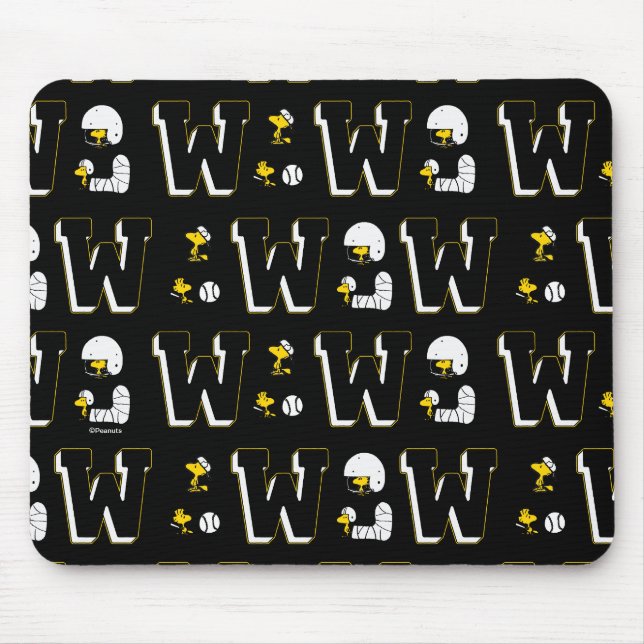 Woodstock Varsity Sports Letter Pattern Mouse Mat (Front)