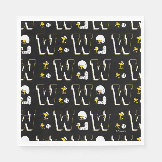 Woodstock Varsity Sports Letter Pattern Napkin (Front)