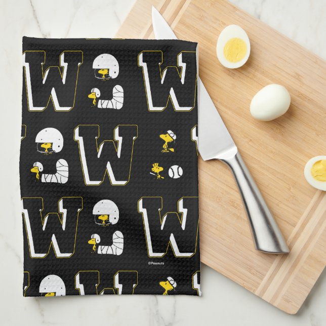 Woodstock Varsity Sports Letter Pattern Tea Towel (Quarter Fold)