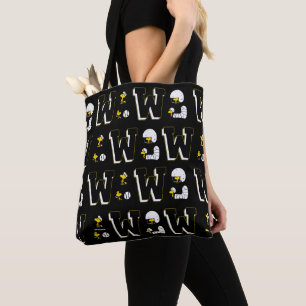 Woodstock Varsity Sports Letter Pattern Tote Bag