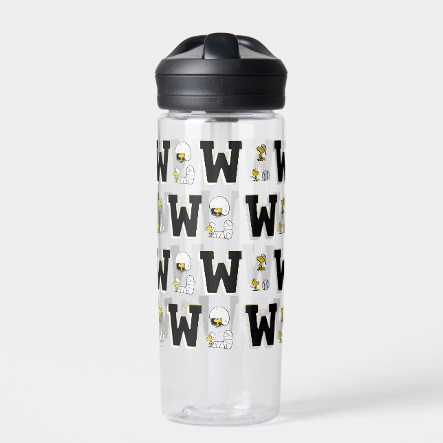 Woodstock Varsity Sports Letter Pattern Water Bottle (Front)