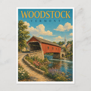 Woodstock Vermont Middle Bridge GeoSaga Postcard
