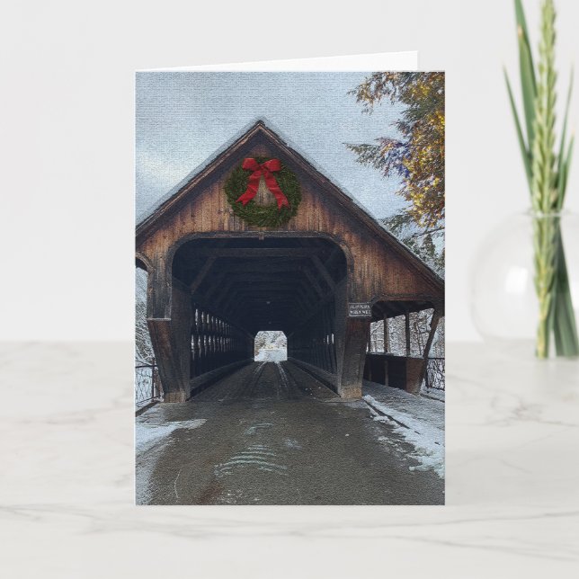 Woodstock Vermont Snowy Holiday Card (Front)
