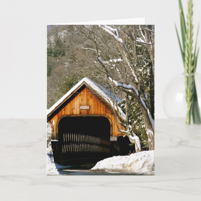 Woodstock, VT covered bridge in winter Card (Front)