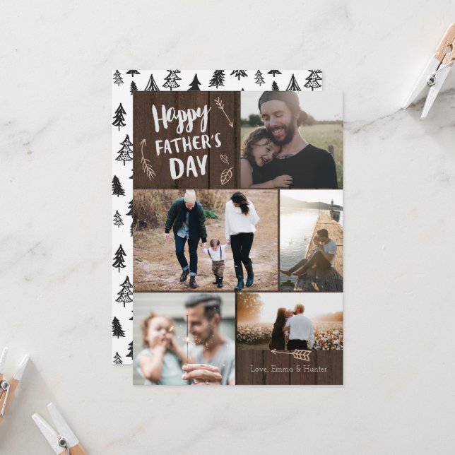 Woodsy 5 Photo Father's Day Card (Front/Back In Situ)
